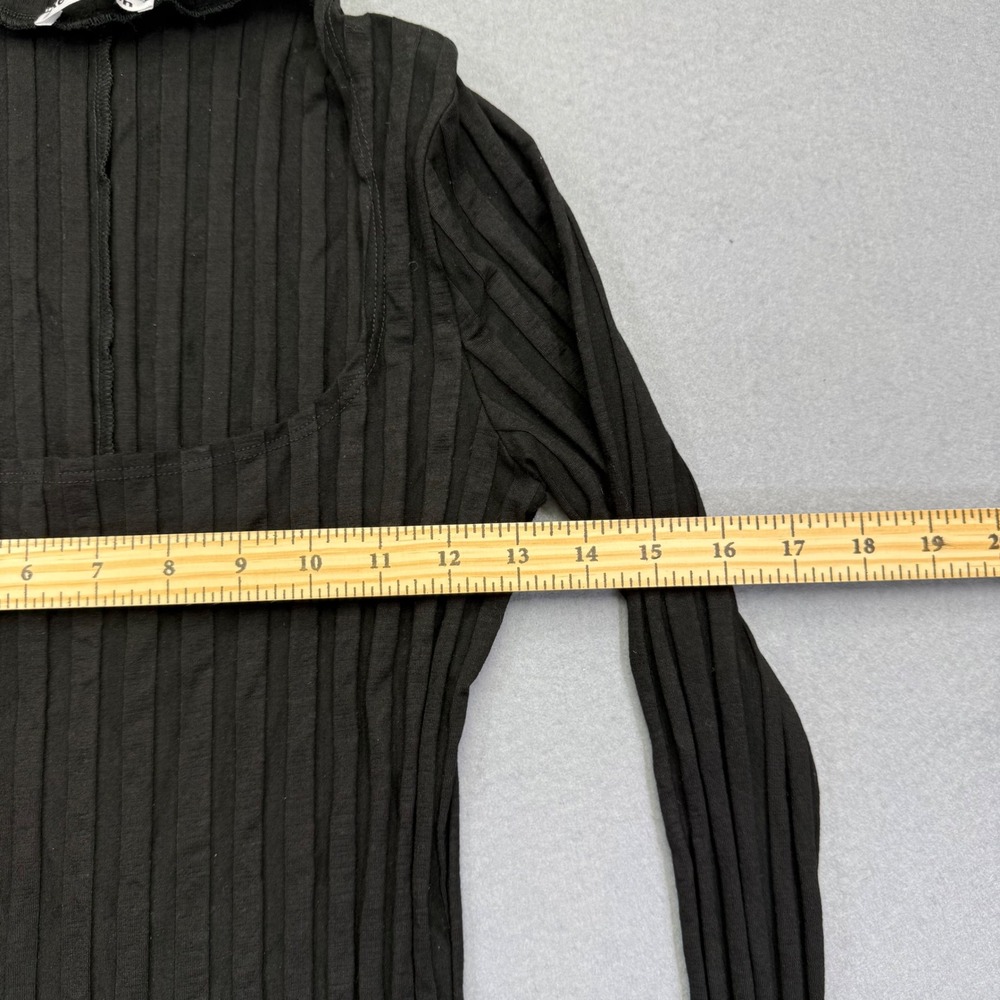 Reformation Black Ribbed Cutout Mock Neck Maxi Dress Size Medium M Long Slv - Picture 4 of 11